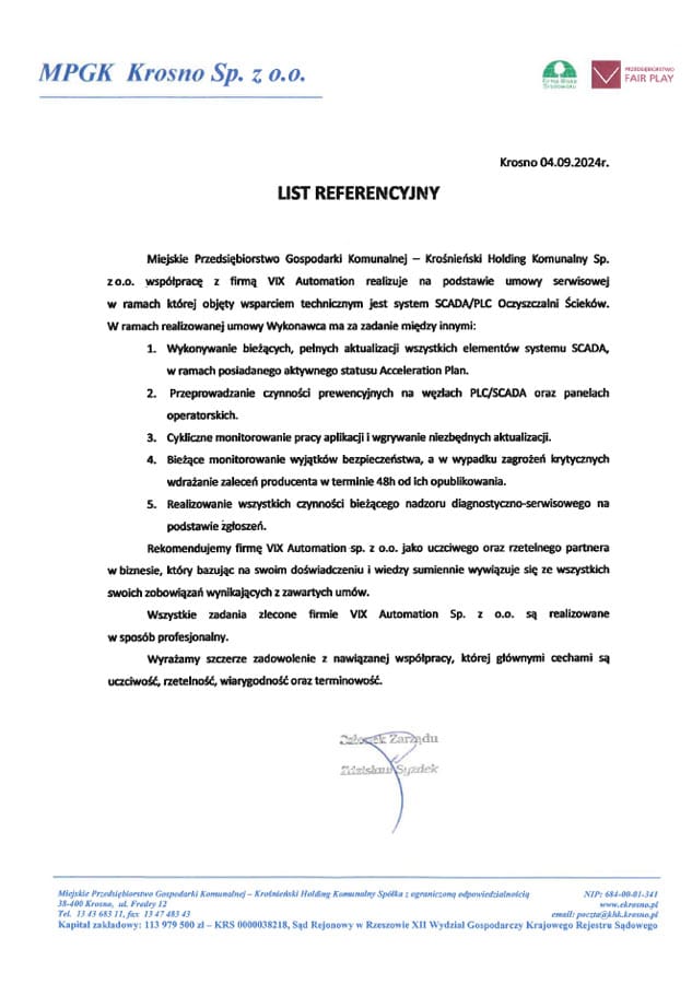 List referencyjny VIX Automation